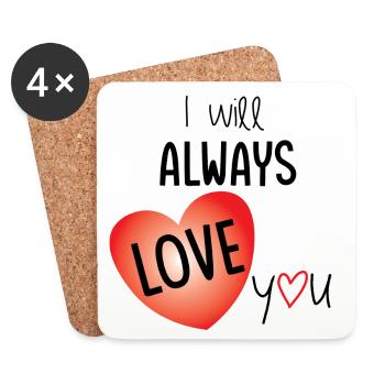 I will always love you - love illustration - Coasters (set of 4) - white - Front