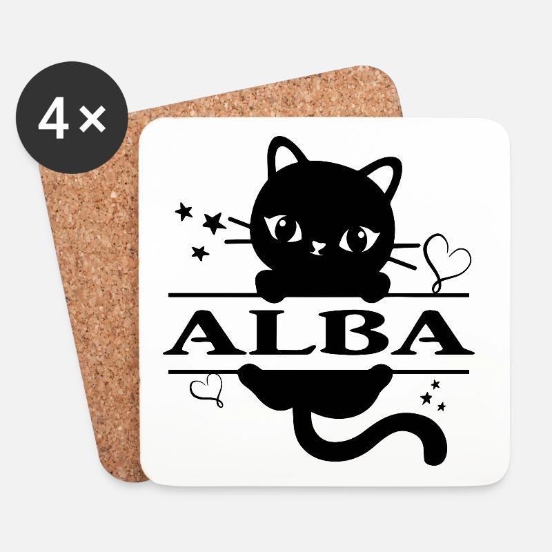 T-Shirt Alba T-Shirt Geschenkidee Katze - Untersetzer (4er-Set) - Weiß