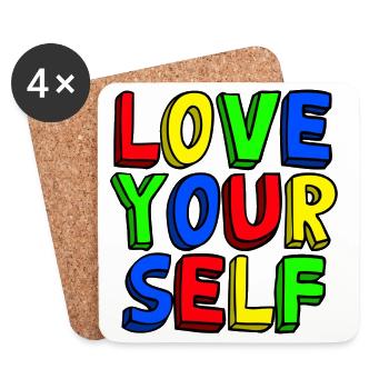 Liebe dich selbst bunte Pop Art - Untersetzer (4er-Set) - Weiß - Vorne