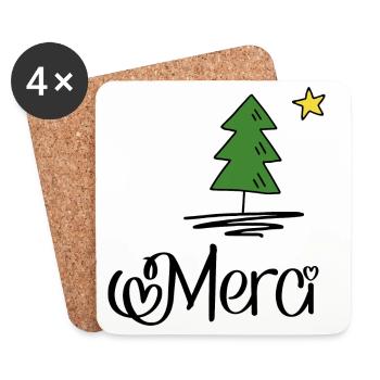 Merci pour Noël - Dessous de verre (lot de 4) - blanc - Devant