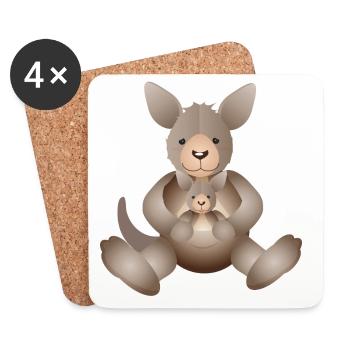 Känguru Mama mit kleinem zuckersüßen Nachwuchs - Untersetzer (4er-Set) - Weiß - Vorne