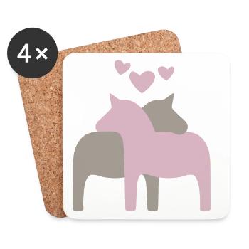 Dala horse hearts scandinavian christmas love - Coasters (set of 4) - white - Front