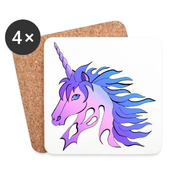 Licorne incroyablement belle coloration - Dessous de verre (lot de 4) - blanc - Devant