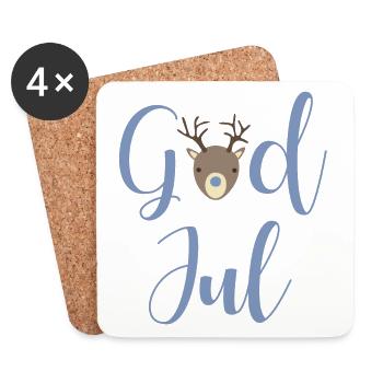 GodJul grau Xmas Weihnachten schwedisch Hirsch - Untersetzer (4er-Set) - Weiß - Vorne