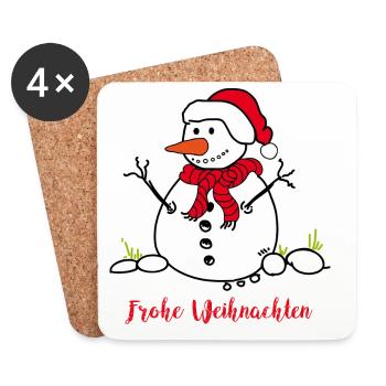 Schneemann Snowman - Untersetzer (4er-Set) - Weiß - Vorne