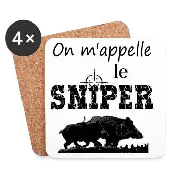 Sanglier chasse silhouette gibier chasseur animal  - Dessous de verre (lot de 4) - blanc - Devant