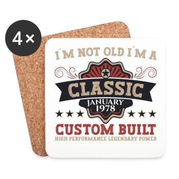 Born 1978 January 45th birthday gift man - Coasters (set of 4) - white - Front