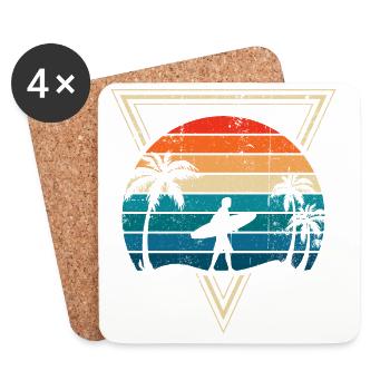 Sunset Surf und Palm Coast - Untersetzer (4er-Set) - Weiß - Vorne