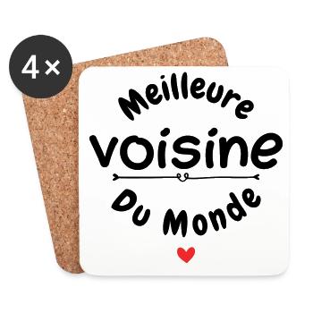 meilleure voisine du monde - Dessous de verre (lot de 4) - blanc - Devant