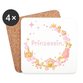 Prinzessin - Die hübsche Prinzessin mit Krone Pink - Untersetzer (4er-Set) - Weiß - Vorne