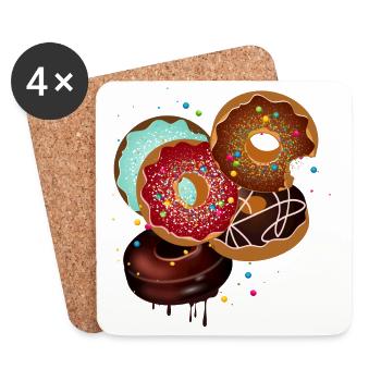 wild zusammengewürfelter bunter Haufen Donuts - Untersetzer (4er-Set) - Weiß - Vorne