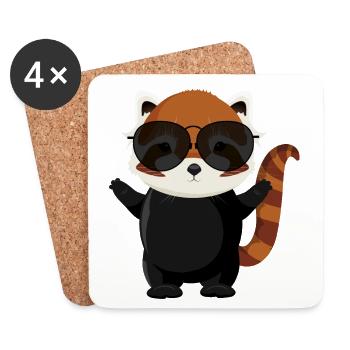 witziger kleiner roter Panda Bär mit Sonnenbrille - Untersetzer (4er-Set) - Weiß - Vorne