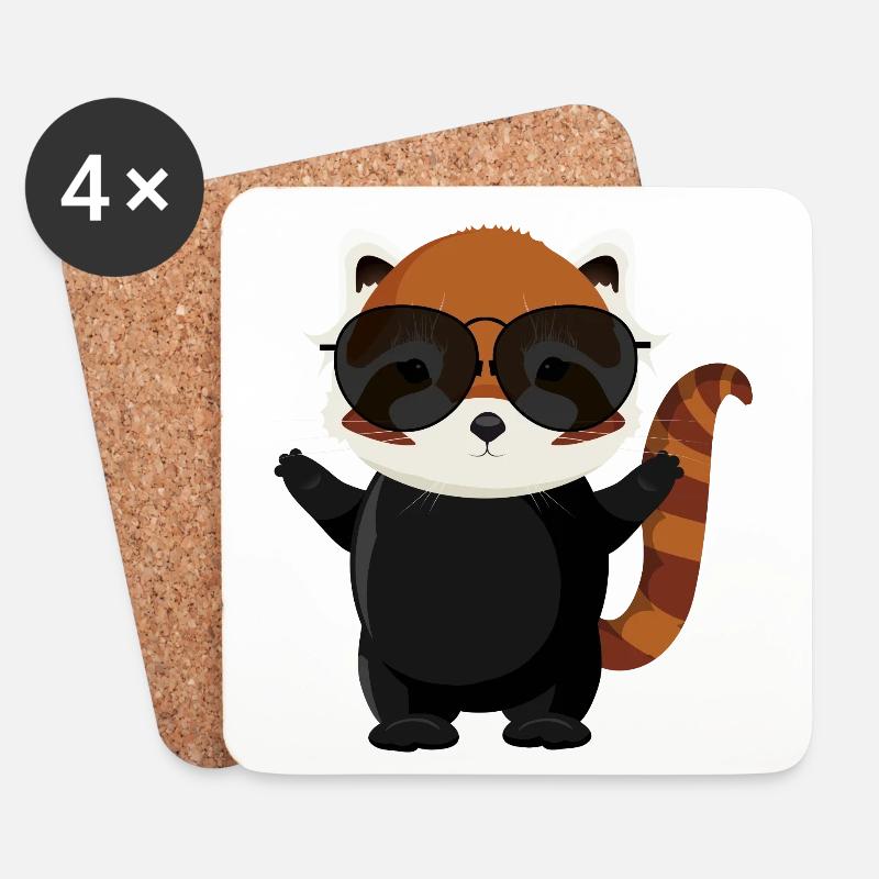 witziger kleiner roter Panda Bär mit Sonnenbrille - Untersetzer (4er-Set) - Weiß