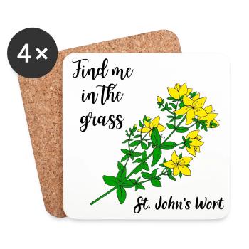 Find me in the grass... St. John's wort - Coasters (set of 4) - white - Front