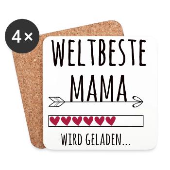 werdende Mama Schwangerschaft Verkündung Geschenk - Untersetzer (4er-Set) - Weiß - Vorne