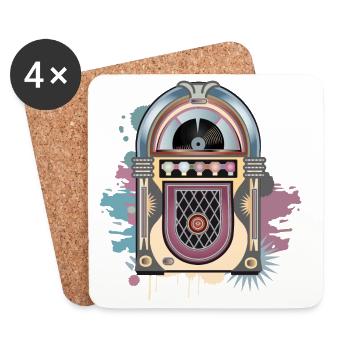 Jukebox au look graffiti rétro aux couleurs vintage - Dessous de verre (lot de 4) - blanc - Devant