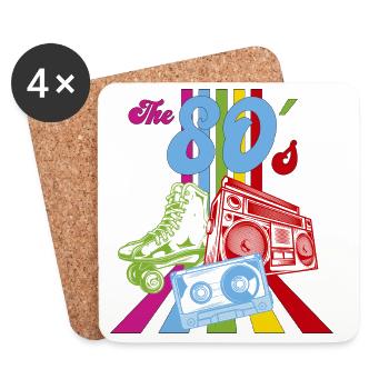 80er Jahre the 80s Vintage Retro Geschenk - Untersetzer (4er-Set) - Weiß - Vorne