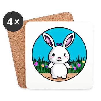 Klein Osterhase Weiß - Untersetzer (4er-Set) - Weiß - Vorne