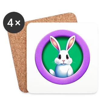 Lapin de Pâques Purple Circle - Dessous de verre (lot de 4) - blanc - Devant
