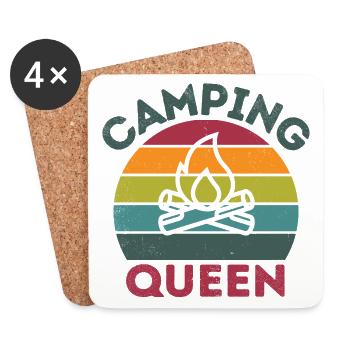 Camping Queen rétro dark détresse - Dessous de verre (lot de 4) - blanc - Devant