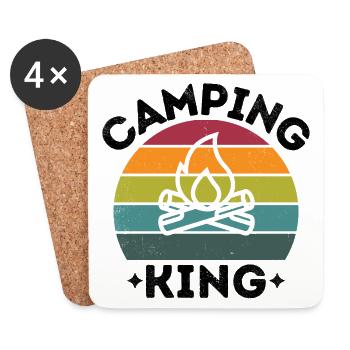 Camping King vintage retro colorful black - Coasters (set of 4) - white - Front