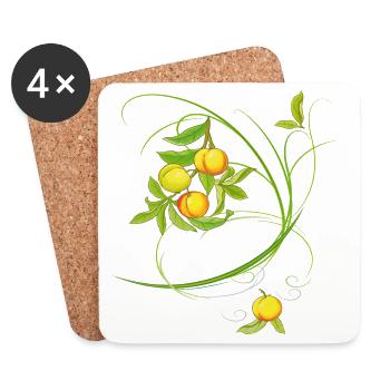 Pêches, fruits - Dessous de verre (lot de 4) - blanc - Devant