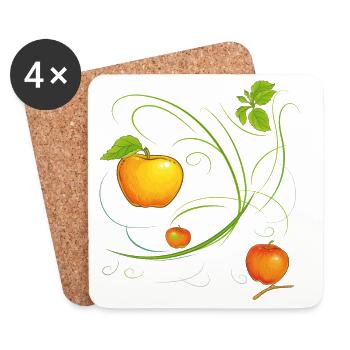 Äpfel, Obst - Untersetzer (4er-Set) - Weiß - Vorne