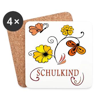 Schulkind, Einschulung - Untersetzer (4er-Set) - Weiß - Vorne