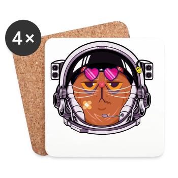 Kosmokatze - Untersetzer (4er-Set) - Weiß - Vorne