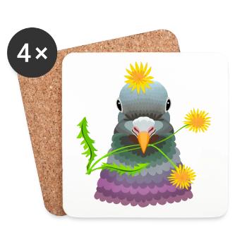 pigeon pssenlit - Dessous de verre (lot de 4) - blanc - Devant