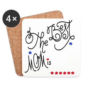 the best Mom, Muttertag - Untersetzer (4er-Set) - Weiß - Vorne