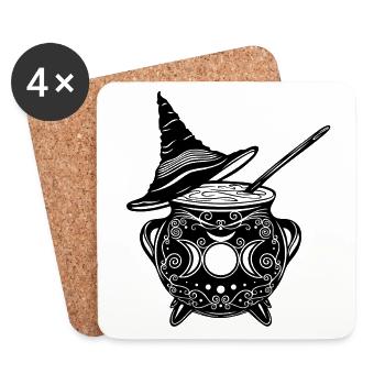 Hexenkessel Hexenhut Hexen Walpurgisnacht - Untersetzer (4er-Set) - Weiß - Vorne