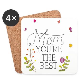 meilleure maman, fête des mères - Dessous de verre (lot de 4) - blanc - Devant