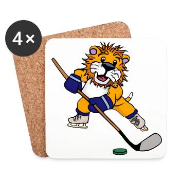 Löwe der eishockey spielt - Untersetzer (4er-Set) - Weiß - Vorne