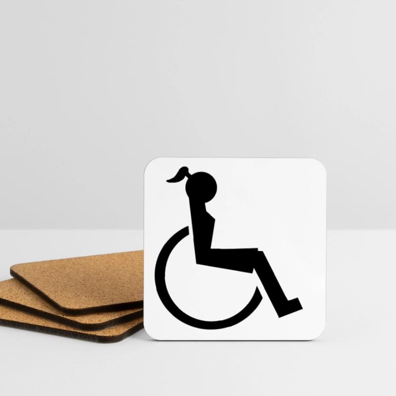 Logo der Dame oder des Mädchens im Rollstuhl. Bild* Untersetzer (4er-Set)