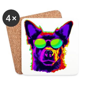 Ami élégant à quatre pattes avec des lunettes de soleil - Dessous de verre (lot de 4) - blanc - Devant