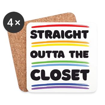 Pride Month – Straight Outta The Closet - Coasters (set of 4) - white - Front
