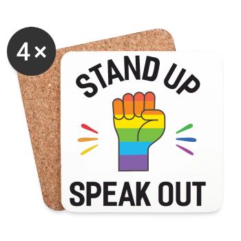 Pride Month - Stand Up. Speak Out. - Coasters (set of 4) - white - Front