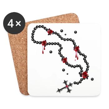 Rosary drawing with beads and roses - Coasters (set of 4) - white - Front