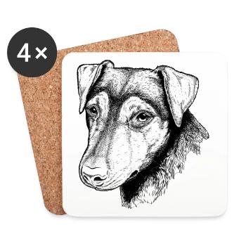 Hunting Terrier Portrait - Coasters (set of 4) - white - Front