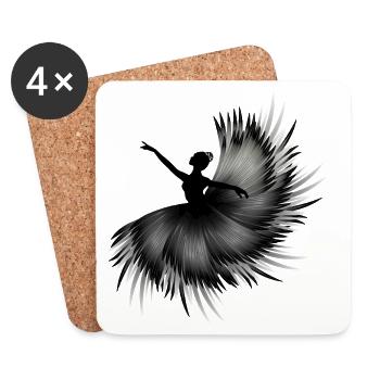 Ballerina Silhouette mit prächtigem Federkleid - Untersetzer (4er-Set) - Weiß - Vorne