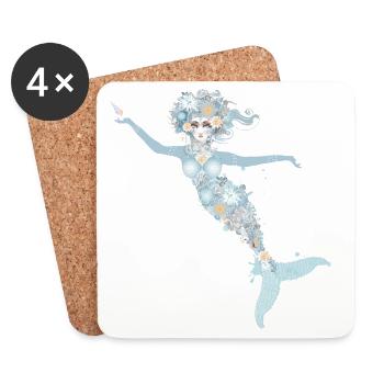 beautiful mermaid in cool pastel colors - Coasters (set of 4) - white - Front