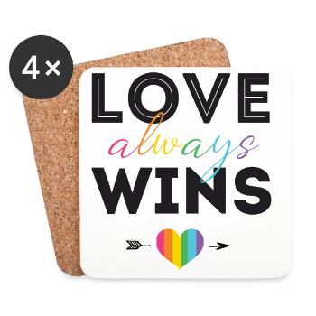 Pride Month LGBTQ - Liebe gewinnt immer - Untersetzer (4er-Set) - Weiß - Vorne