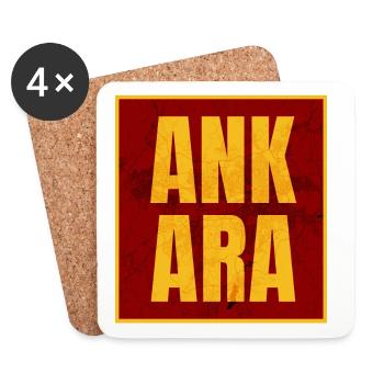 Ankara Großbuchstaben Gelb Rot - Untersetzer (4er-Set) - Weiß - Vorne