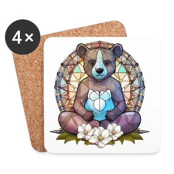 yoga, zen, zen attitude - Dessous de verre (lot de 4) - blanc - Devant