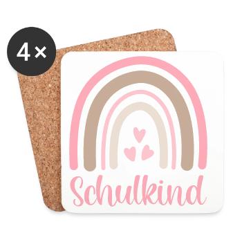 Schulkind Regenbogen Schulanfang Einschulung 2026 - Untersetzer (4er-Set) - Weiß - Vorne