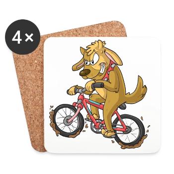 Chien motard / chien de vélo - Dessous de verre (lot de 4) - blanc - Devant