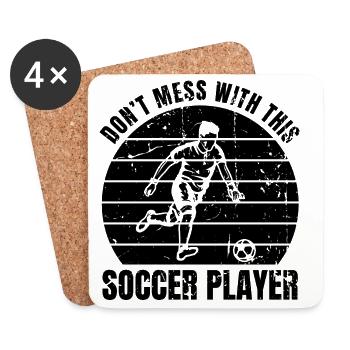 Drôle de slogan de football - Dessous de verre (lot de 4) - blanc - Devant