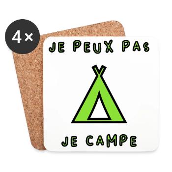 CAMPING. CAMPER. JE PEUX PAS. HUMOUR. VACANCES - Dessous de verre (lot de 4) - blanc - Devant