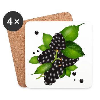 beautiful dark purple blackberries with leaves - Coasters (set of 4) - white - Front